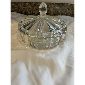 Vintage Glass Candy Dish & Lid Old Cafe by Anchor Hocking 1936-1940